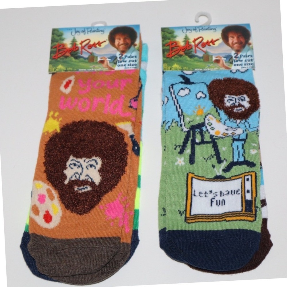The Joy of Painting BOB ROSS Low Cut Socks 2 Packs 4 Pairs Adult Unisex New